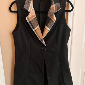 SHEIN Black Vest with Plaid Collar